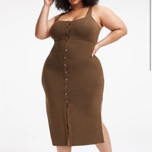 Good American Good Touch Button Front Midi Tank Dress Size 5 = US 2XL NWT